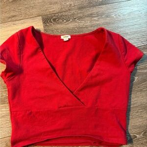 Garage Red V-Neck Crop Top